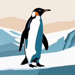 Penguin Clipart - Penguin waddling on the icy Antarctic landscape , minimal, 2d