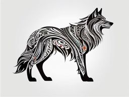 Tribal Wolf,intricate tribal patterns, united to pay homage to the wolf's spirit, symbol of unity and strength. , color tattoo design, white clean background