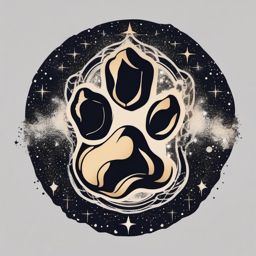 Paw in the stars ink. Cosmic connection to the wild.  minimal color tattoo design
