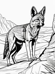 Jackal Coloring Pages - Cunning Desert Mammal  black outline printable coloring page