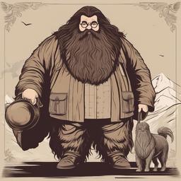 Harry Potter clipart - Hagrid with a giant creature  color,minimalist,vector clipart