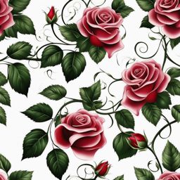 Rose and vine tattoo, Tattoos combining vines with the elegance of roses.  color, tattoo patterns, white clean background