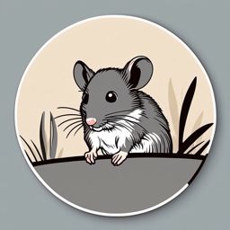Field Mouse Sticker - A tiny field mouse with round ears, ,vector color sticker art,minimal