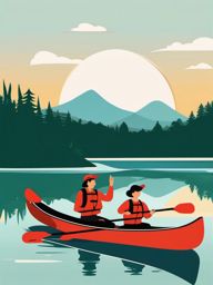 Family Canoe Trip clipart - A family embarking on a canoe trip together., ,vector color clipart,minimal