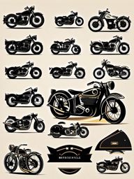 Vintage Motorcycle Clipart - A vintage motorcycle with timeless style.  color vector clipart, minimal style