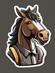 Mule cartoon - sturdy, hardworking cross between a horse and donkey  cartoon sticker style