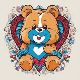 care bear heart tattoo  simple vector color tattoo