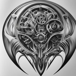 biomechanical tattoo black and white design 