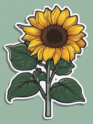 Sunflower Sticker - Blooming sunflower, ,vector color sticker art,minimal