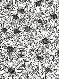 Floral Asters - Star-shaped blooms in vibrant fall colors.  outling,coloring pages,black and white