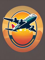 Plane and Sun Icon - Plane and sun icon for air travel and vacations,  color vector clipart, minimal style