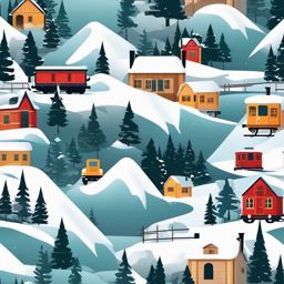 Winter Travel clipart - Traveling through snowy landscapes, ,vector color clipart,minimal