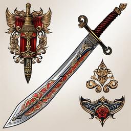 greek sword tattoo  simple vector color tattoo