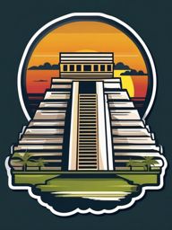 Chichen Itza sticker- Mayan pyramid on the Yucatán Peninsula, , sticker vector art, minimalist design