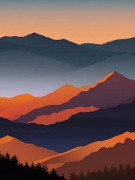 Mountain Ridges at Dusk clipart - Rugged ridges under the dusk sky, ,vector color clipart,minimal