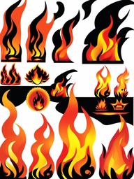 Flame clipart - flames in action scenes  vector clipart