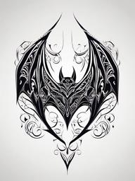 Bat Tribal Tattoo-Intricate and tribal-inspired representation of a bat in tattoo art.  simple color tattoo,white background