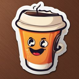 Cheerful Cup of Coffee sticker- Caffeine Hug Delight, , color sticker vector art