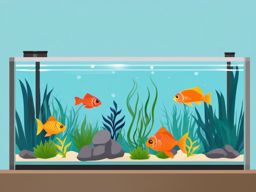 Fish Clipart,Decorating an aquarium care guide  simple, 2d flat