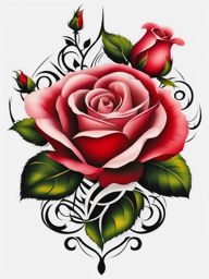 Rose neck tattoo, Elegant rose tattoos specifically designed for the neck.  vivid colors, white background, tattoo design