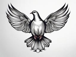 Dove Tattoo-Elegant and symbolic tattoo of a dove, representing peace and freedom.  simple color tattoo,white background