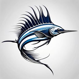 Sailfish Tattoo,a tattoo celebrating the majestic sailfish, a symbol of strength and speed. , color tattoo design, white clean background