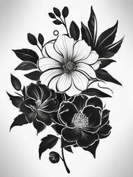 Black and White Flower Tattoo Designs - Designs for flower tattoos in black and white.  simple color tattoo,minimalist,white background