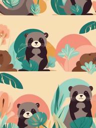 Cute Otter Wallpaper - Happy otters with gentle colors  ,mobile iphone background wallpaper