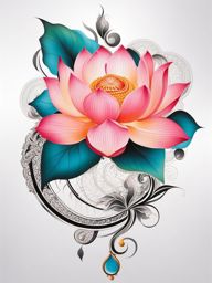 Lotus flower tattoo meaning, Tattoos showcasing the lotus flower, rich in symbolism. colors, tattoo patterns, clean white background