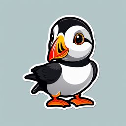 Puffin Sticker - An adorable puffin with a comical appearance, ,vector color sticker art,minimal