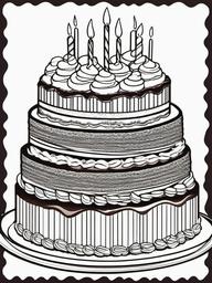 Cake Coloring Pages - Triple chocolate cake with rich layers  simple coloring pages