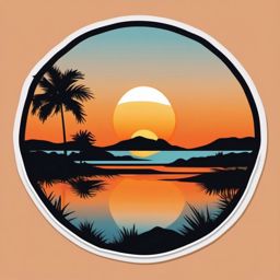 Sunset sticker- Orange and peaceful, , sticker vector art, minimalist design