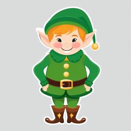 Elf clipart - cheerful elf with a green hat and outfit  color,minimalist,vector clipart