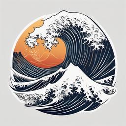 Ninth Wave Tattoo - Explore symbolism and mythology with a tattoo inspired by the concept of the ninth wave.  simple vector color tattoo,minimal,white background