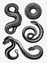 Snake Tattoo Ideas - Various ideas and inspirations for snake tattoos.  simple vector tattoo,minimalist,white background