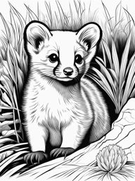 stoat kits cute animals coloring page 