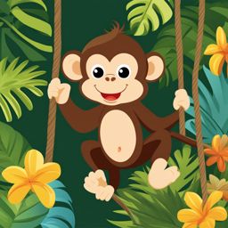monkey clipart,swinging through a jungle canopy 