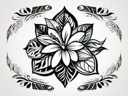 Aloha Flower Tattoo - Celebrate the spirit of Aloha with a tattoo featuring tropical flowers, symbolizing love, peace, and compassion.  simple vector color tattoo,minmal,white background