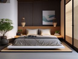 Japanese Zen Sleeping Space - Create a serene and minimalistic Japanese-inspired bedroom. , bedroom interior decor design ideas, multicoloured, photo realistic, hyper detail, high resolution,