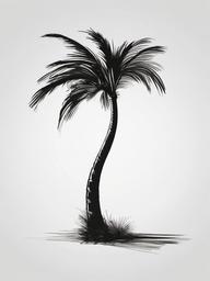 drawing of a bent palm tree  minimal rough sketch scribbles,doodles,black and white