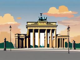 Berlin clipart - Brandenburg Gate and Berlin Wall in Germany,  color clipart, vector art