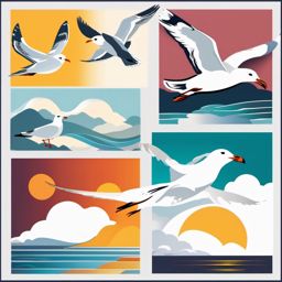 Seagulls Soaring clipart - Seagulls soaring high, ,vector color clipart,minimal