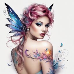 fairy dust tattoo designs  simple color tattoo style,white background