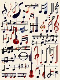 Music Notes Clipart - An assortment of musical notes and symbols, celebrating the language of music.  color clipart, minimalist, vector art, 