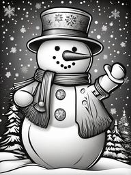 Christmas Coloring Snowman  outling,coloring pages,black and whit