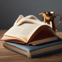 Book clipart - book with a soft blanket beside it  