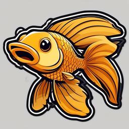 Goldfish cartoon - small pet fish with golden scales  cartoon sticker style