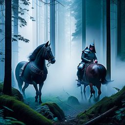 king arthur vs the black knight - the legendary king arthur engages in an honorable duel with the enigmatic black knight in a misty forest. 