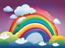 Rainbow With Clouds Background  