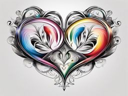 Three hearts tattoo, Trio of hearts, each representing a different facet of love's spectrum. , tattoo color art, clean white background